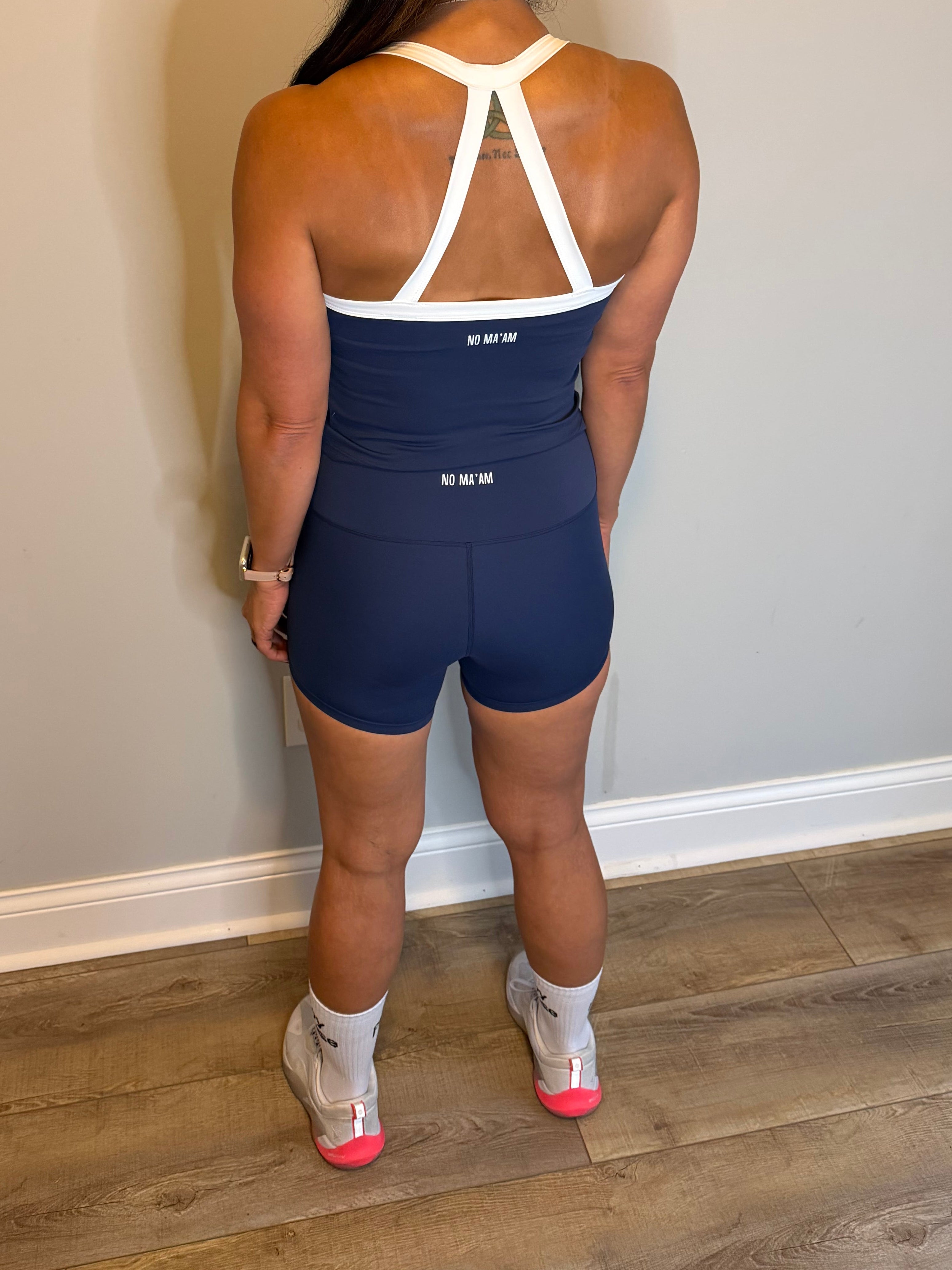 No Ma’am | Navy Color Block Shorts