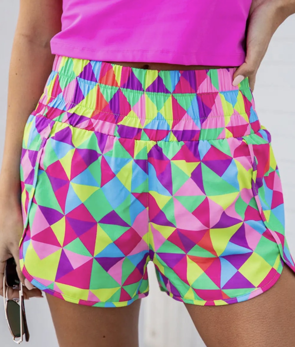 Women's Athletic Shorts | High Waisted Plaid Athletic Shorts