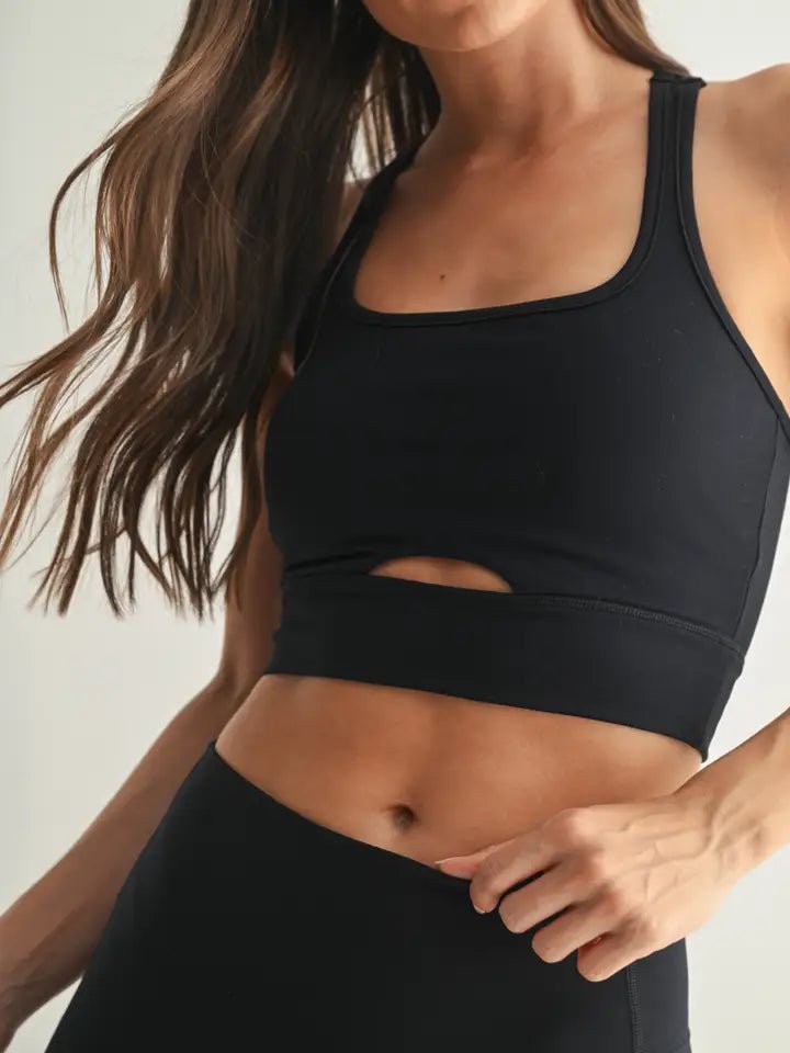 MONO B BLACK MESH RACERBACK SPORTS BRA - No Ma'am Fit