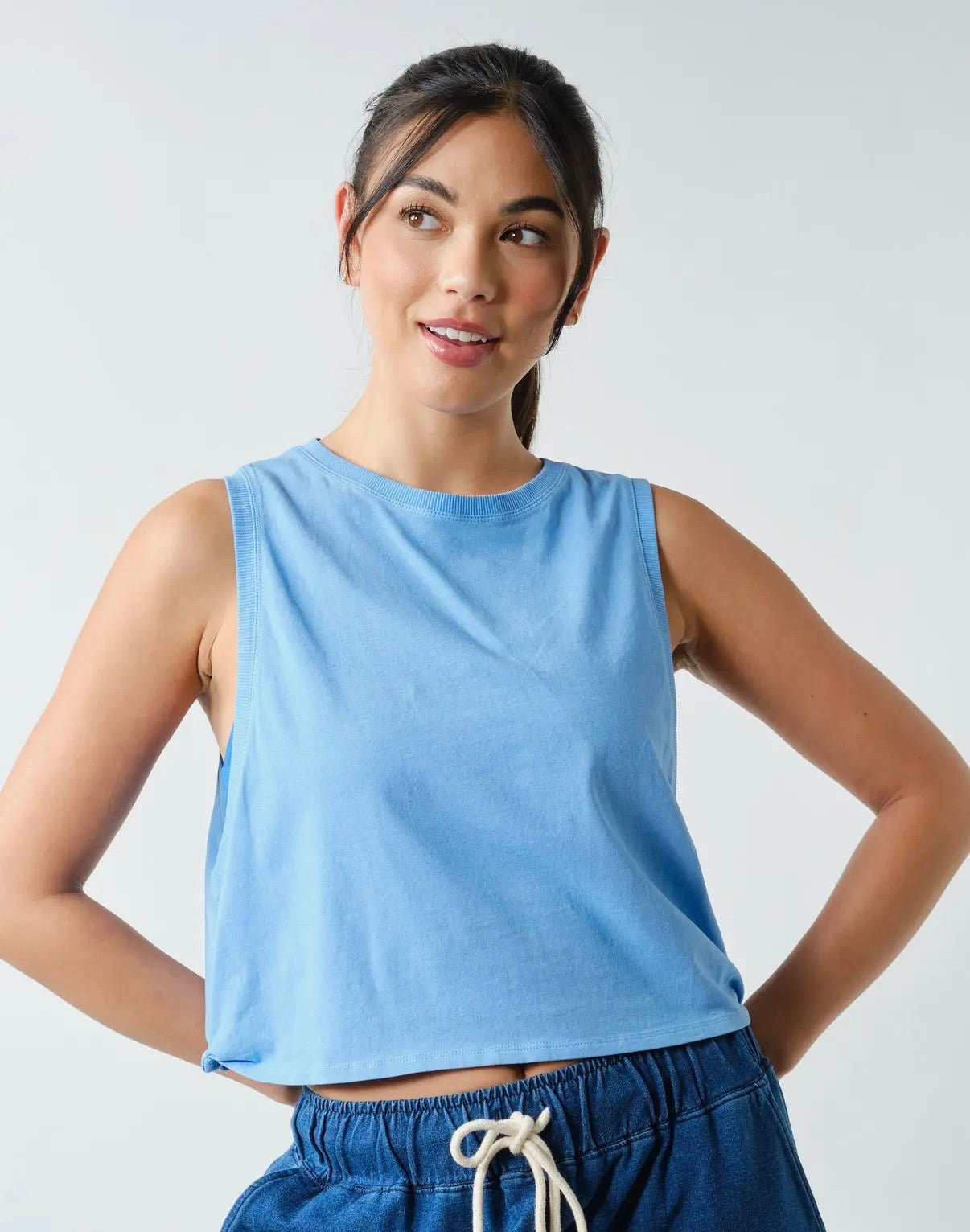 Mono B Cotton Side Knot Tank - No Ma'am Fit