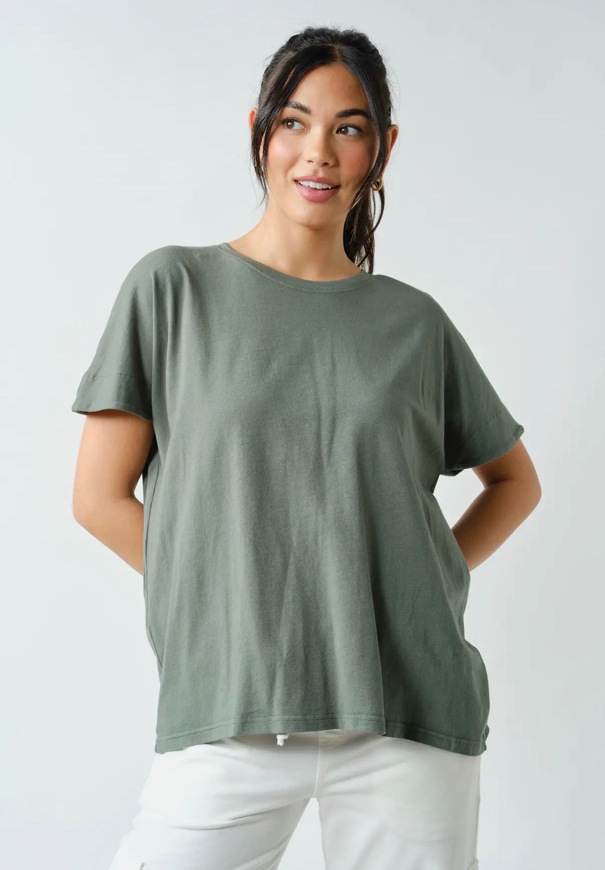 MONO B Shoreline Pima Cotton Slouch Tee - No Ma'am Fit